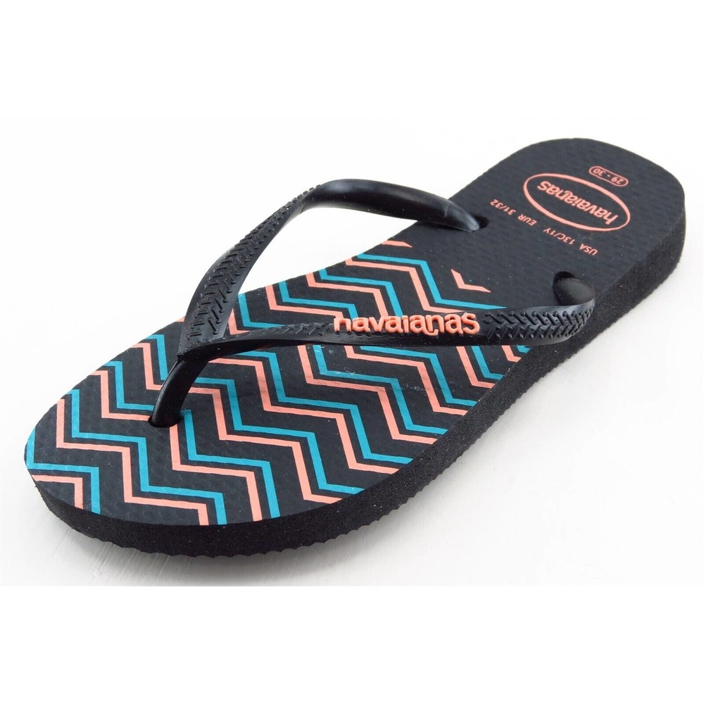 Havaianas‎ Flip Flops Black Synthetic Toddler Girls Size 13-1 Casual Sandals